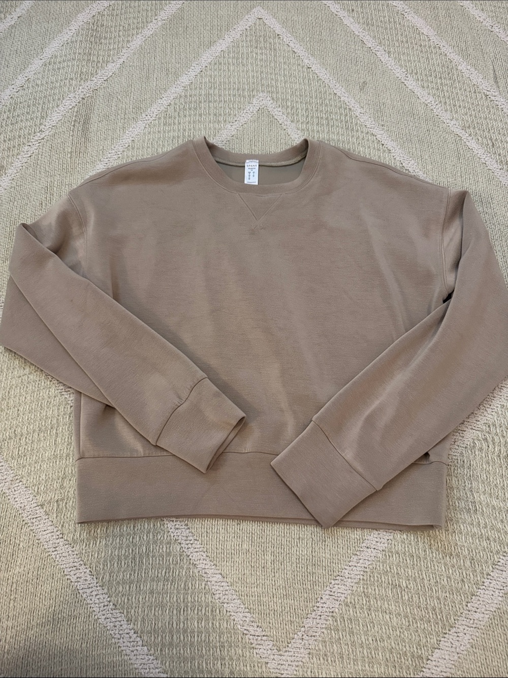 Spanx AirEssentials Taupe Crewneck Sweatshirt XS Soft Luxe Pullover